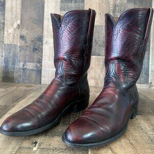 Lucchese Classics L6749 Vintage Black Cherry Roper Cowboy Boots Mens 10 B